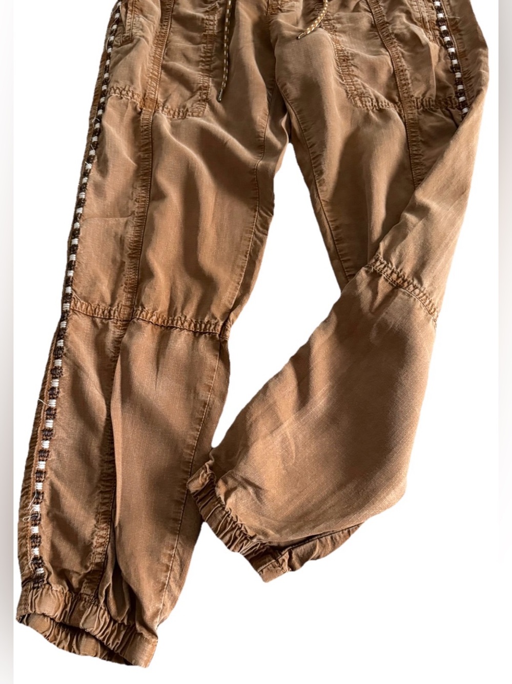 ANTHROPOLOGIE Byron Tobacco Brown Utility Joggers Pants + Embroidery Size XS - Picture 2 of 10